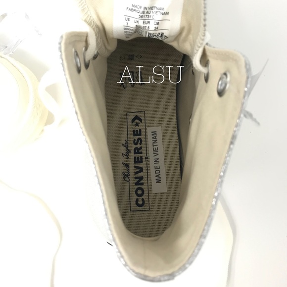 Converse Chuck 70 Leather HI Silver W AUTHENTIC - Picture 7 of 7